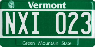 VT license plate NXI023