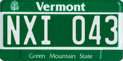 VT license plate NXI043
