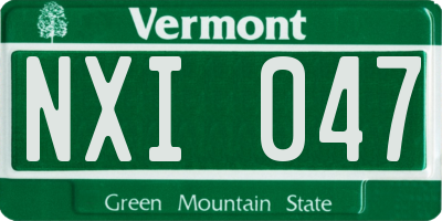 VT license plate NXI047