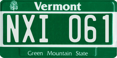 VT license plate NXI061
