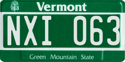 VT license plate NXI063