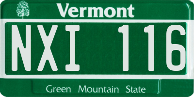 VT license plate NXI116