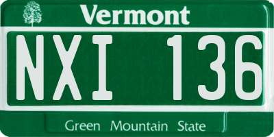 VT license plate NXI136