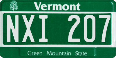 VT license plate NXI207