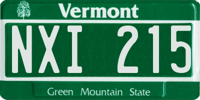 VT license plate NXI215