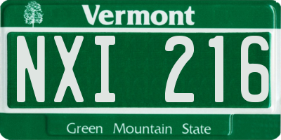 VT license plate NXI216