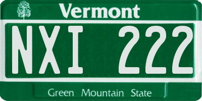 VT license plate NXI222