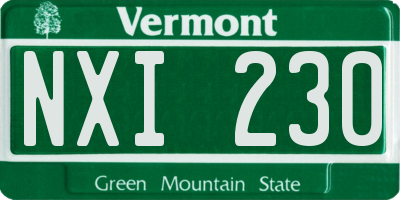 VT license plate NXI230