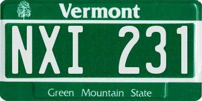 VT license plate NXI231