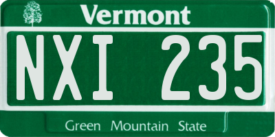 VT license plate NXI235