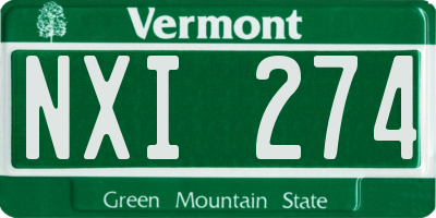 VT license plate NXI274