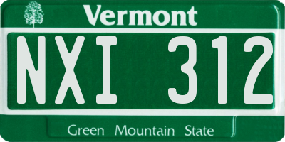 VT license plate NXI312