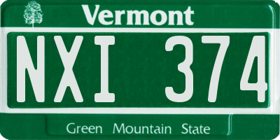 VT license plate NXI374