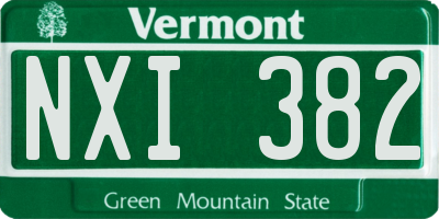 VT license plate NXI382