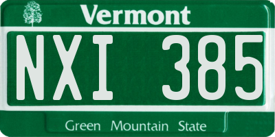 VT license plate NXI385