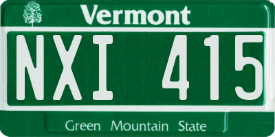 VT license plate NXI415