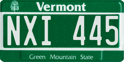 VT license plate NXI445