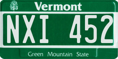 VT license plate NXI452