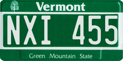 VT license plate NXI455