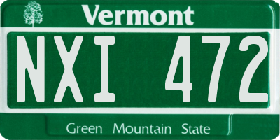 VT license plate NXI472