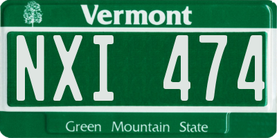 VT license plate NXI474