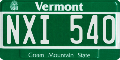 VT license plate NXI540