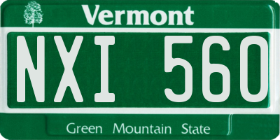 VT license plate NXI560
