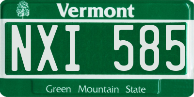 VT license plate NXI585