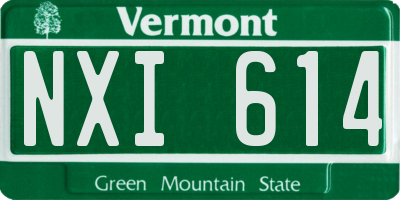 VT license plate NXI614