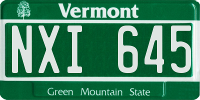 VT license plate NXI645