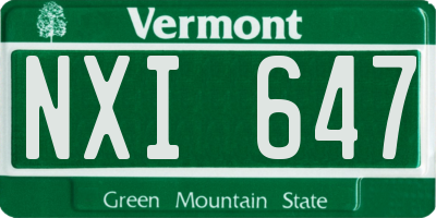 VT license plate NXI647
