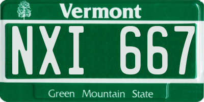 VT license plate NXI667