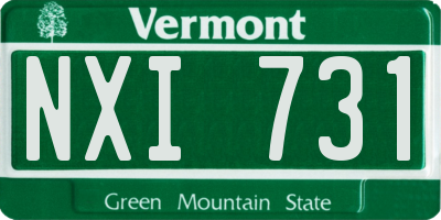 VT license plate NXI731