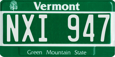 VT license plate NXI947