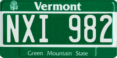 VT license plate NXI982