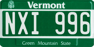 VT license plate NXI996