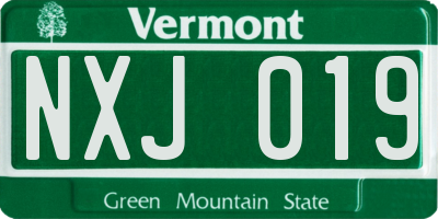 VT license plate NXJ019