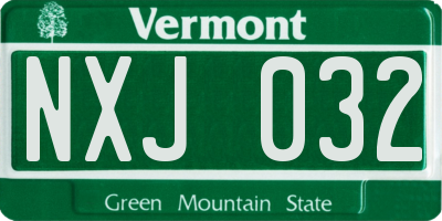 VT license plate NXJ032