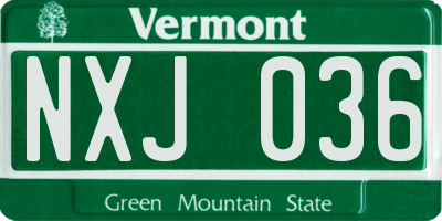 VT license plate NXJ036