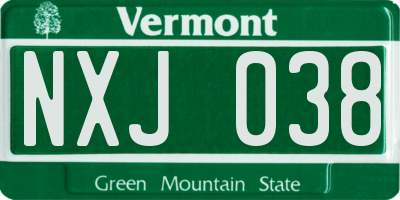 VT license plate NXJ038