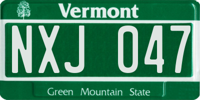 VT license plate NXJ047