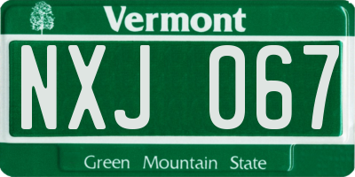 VT license plate NXJ067