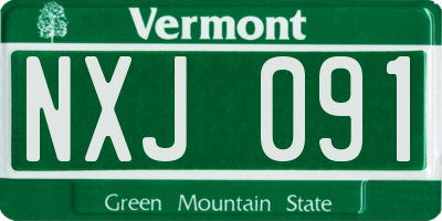 VT license plate NXJ091