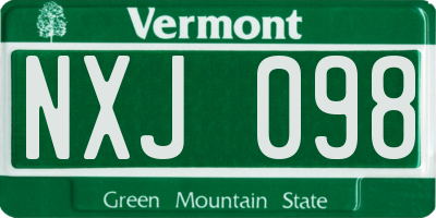 VT license plate NXJ098