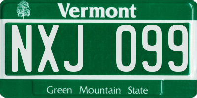 VT license plate NXJ099