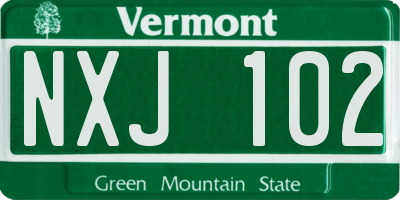 VT license plate NXJ102