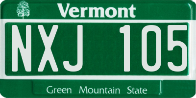 VT license plate NXJ105