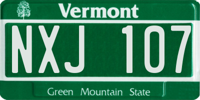 VT license plate NXJ107
