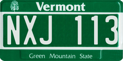 VT license plate NXJ113