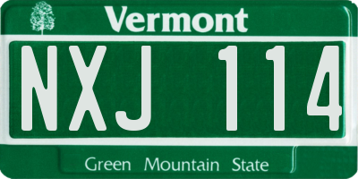 VT license plate NXJ114